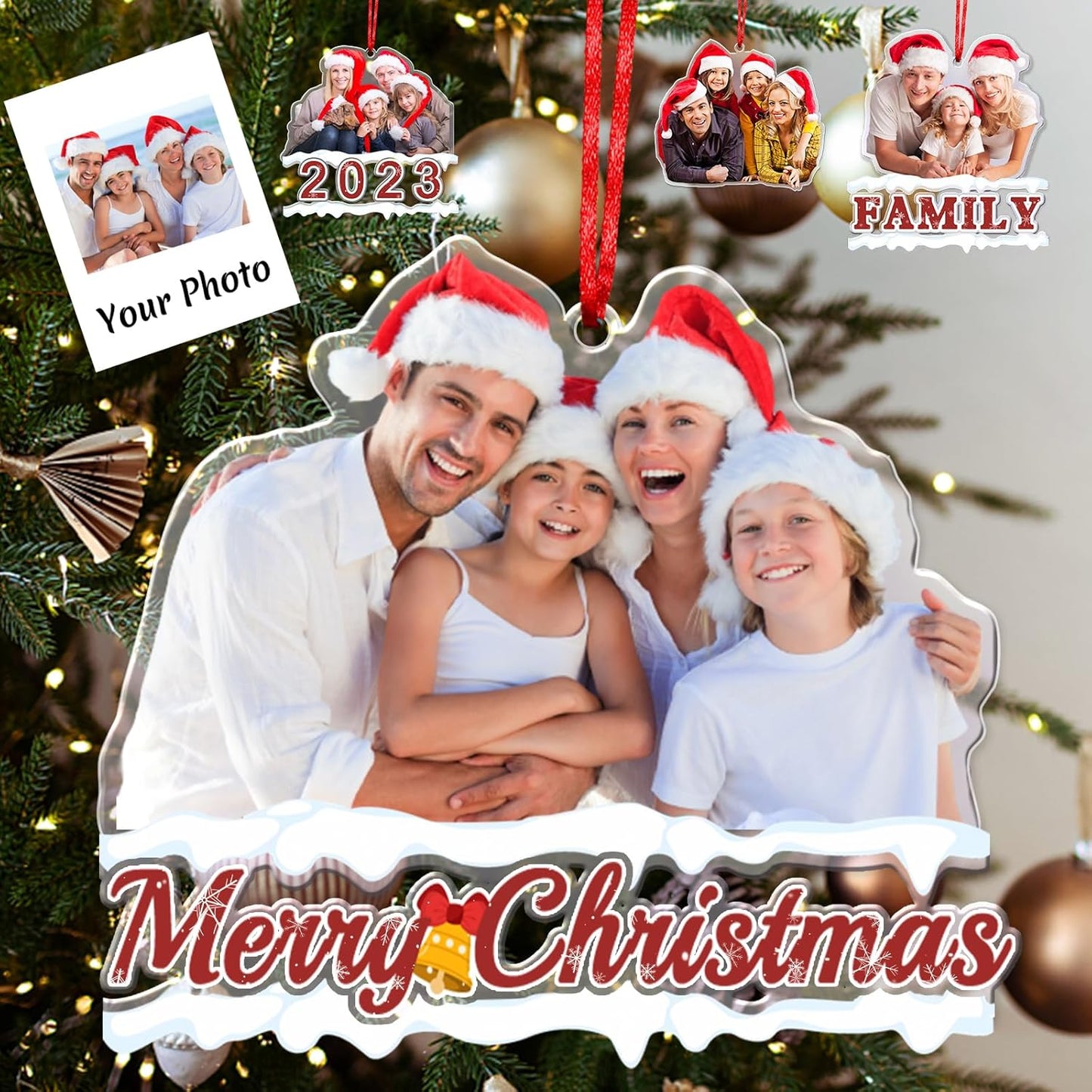 Personalized Photo Ornament Acrylic Custom Christmas Ornaments with Picture Customized Family