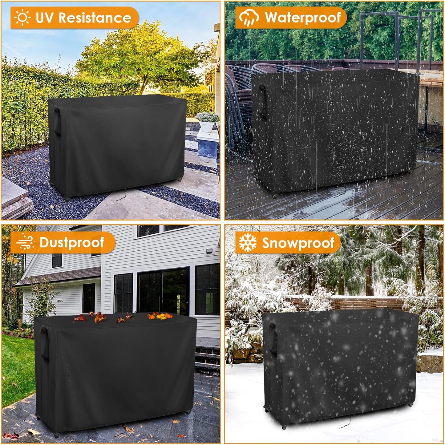 Kingling Outdoor Table Cover for Outdoor Bar Table, 73 Inch Waterproof Bar Height Patio Table