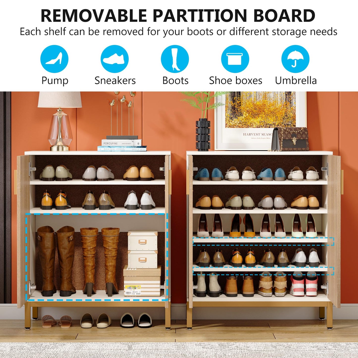 Tribesigns Shoe Cabinet with Doors, 20 Pairs Entryway Shoe Storage Cabinet with Shelves, 5-Tier