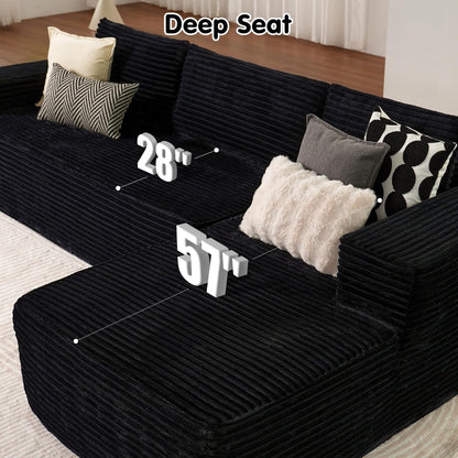 ovios 104" Cloud Sectional Couch with L-Shape Chaise,Modern Modular Sofa with Deep Seat