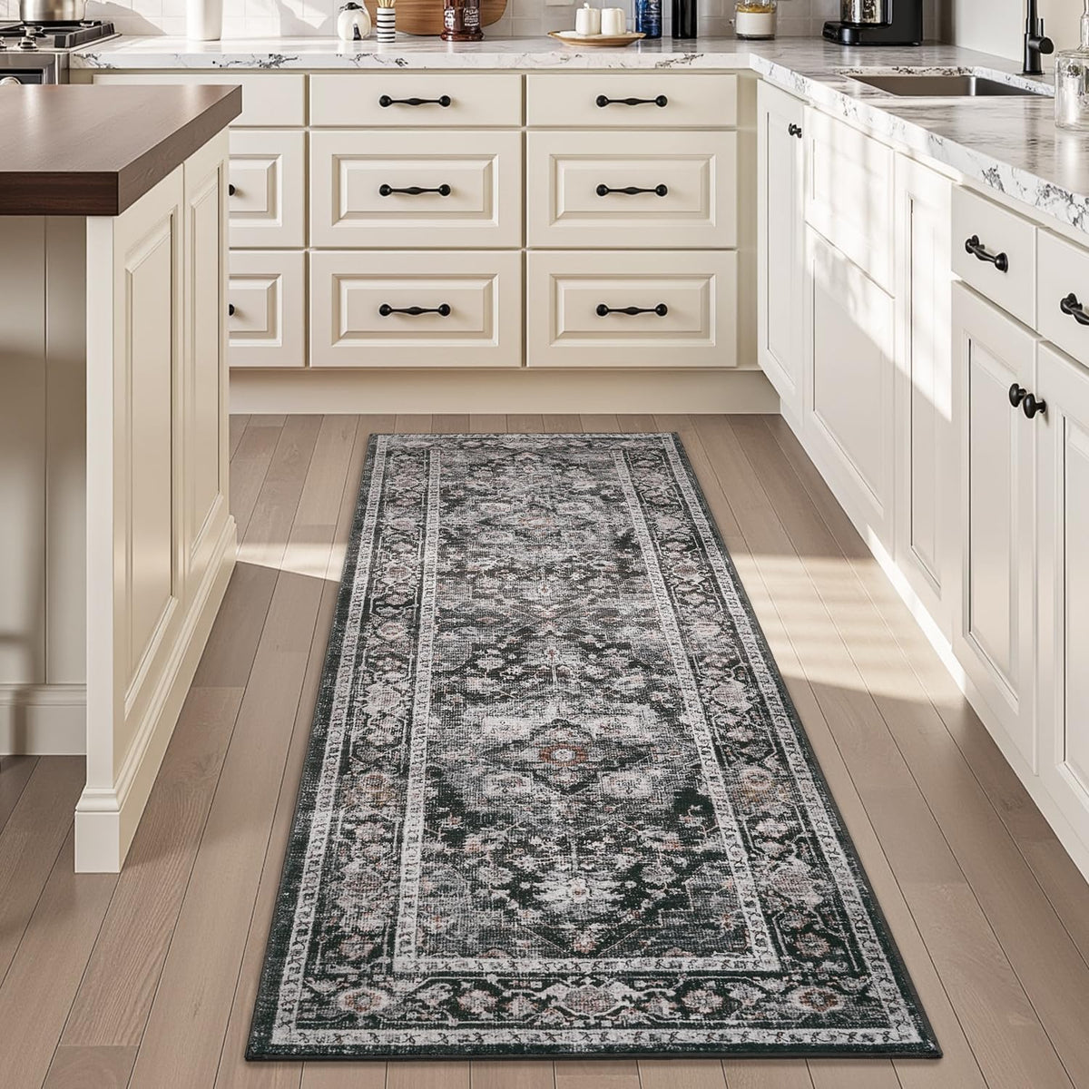 AMOAMI-2X6 Runner Rug-Washable Runners for Hallways-Soft Non Slip Bedside Rugs for Bedroom-Vintage