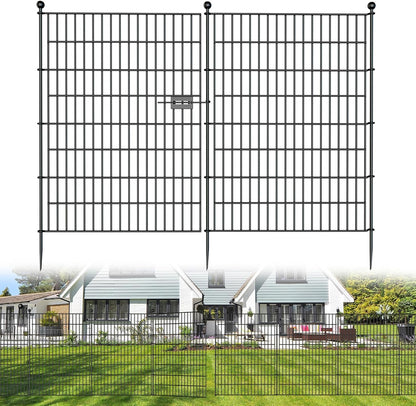 10 Panels No Dig Decorative Outdoor Garden Fence with Gate for Yard, 40 in(H) X 23.6 ft(L) Animal