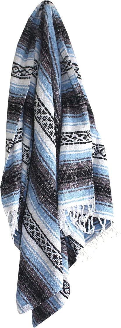 Del Mex Classic Mexican Blanket, Large Authentic Woven Falsa Throw (70"x50"), Artisan Southwest