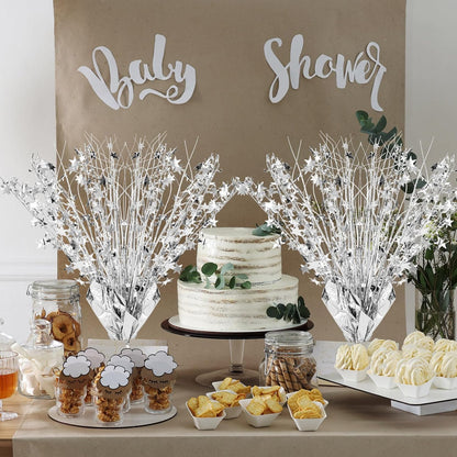 Crowye 18 Pieces Metallic Foil Spray Centerpiece Party Star Table Decoration Burst Metallic Table