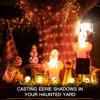suddus Halloween Lights Battery Operated, 33ft 100 LED Orange String Lights for Outside Decorations