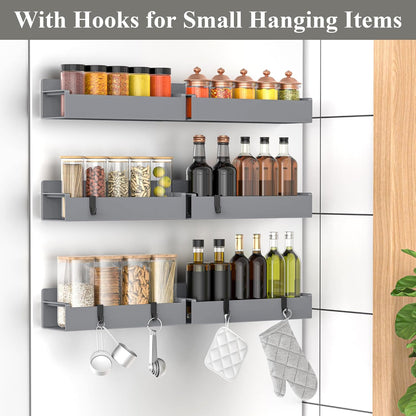 6 Pack Magnetic Spice Rack Organizer for Refrigerator and Oven, Dark Grey Fridge Organizers and