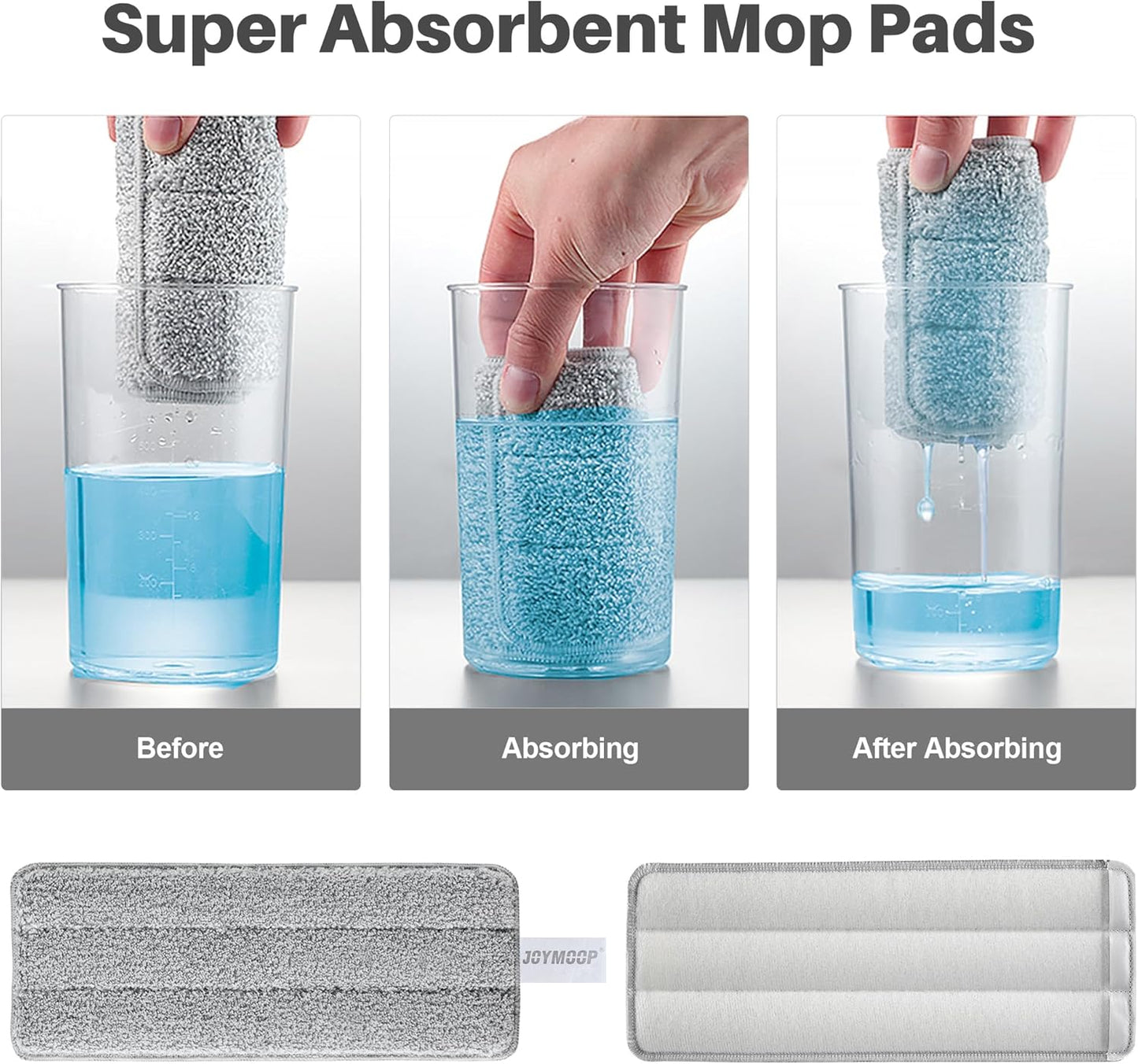 JOYMOOP Mop and Bucket with Wringer Set, Hands Free Flat Floor Mop and Bucket, with 3 Washable