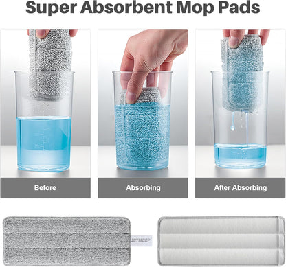 JOYMOOP Mop and Bucket with Wringer Set, Hands Free Flat Floor Mop and Bucket, with 3 Washable