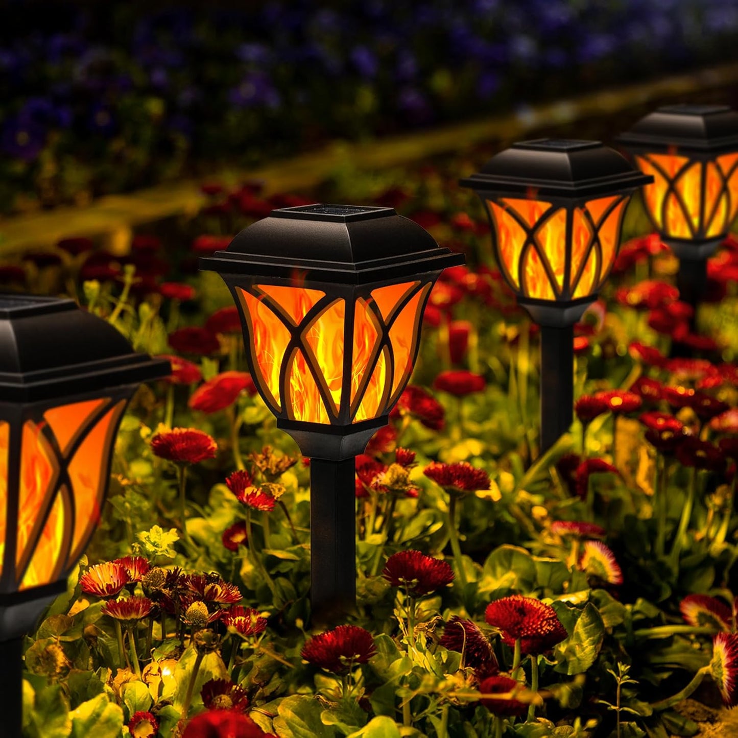 GIGALUMI Solar Lights Outdoor Waterproof, 8 Pack Flickering Flame LED Lights, Garden Decor for