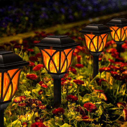 GIGALUMI Solar Lights Outdoor Waterproof, 8 Pack Flickering Flame LED Lights, Garden Decor for