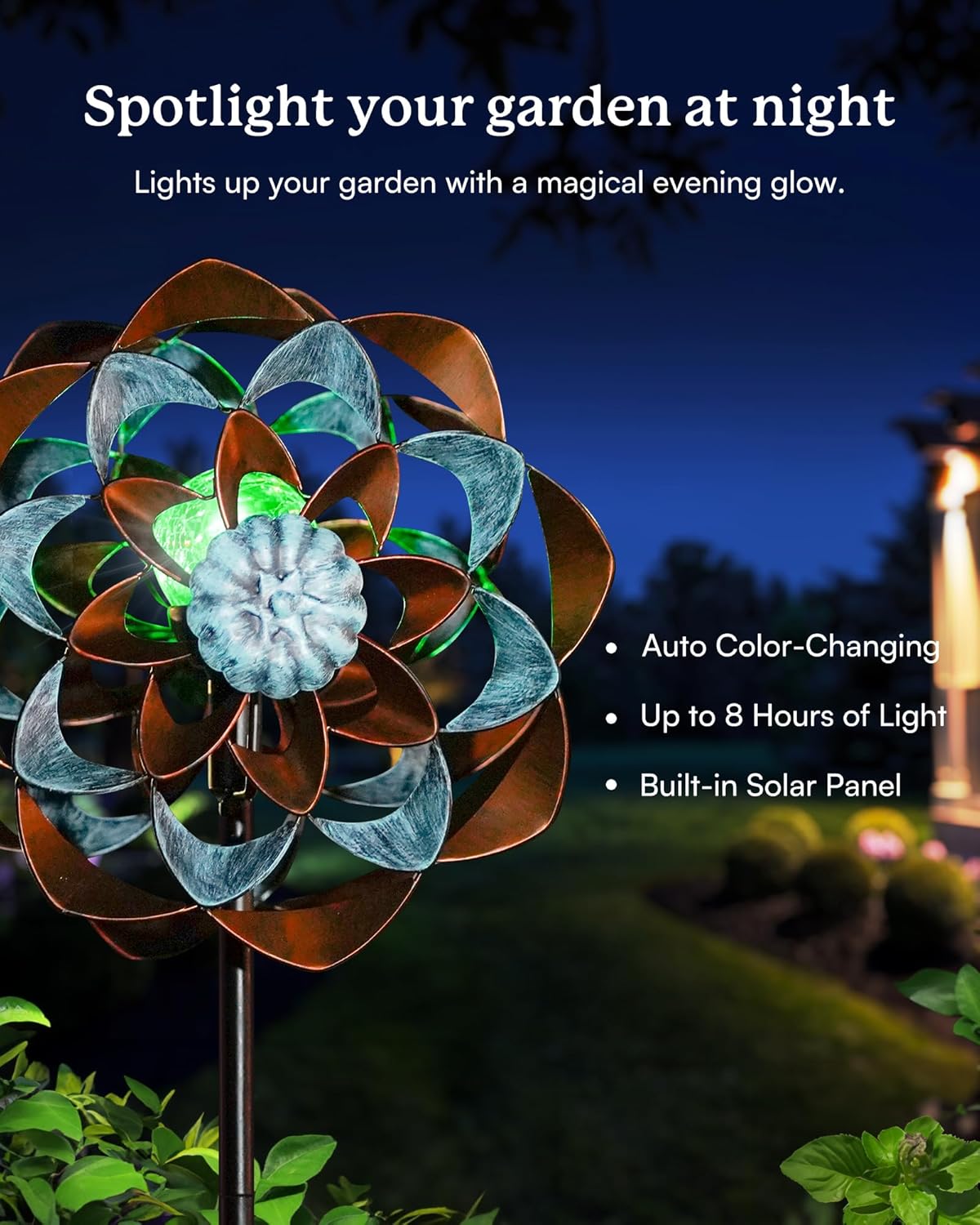 Solar Wind Spinner, Outdoor Metal Wind Spinners with Light, Windmill Decor for Yard Garden, Ideal