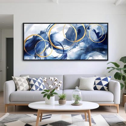 AJAZIKO Blue Abstract Canvas Wall Art Modern Wall Decor Artwork for Walls Living Room Large