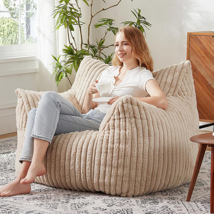 Giant Bean Bag Chairs for Adults with Filling Plush Fluffy Bean Bag Chairs for Teens with Armrests