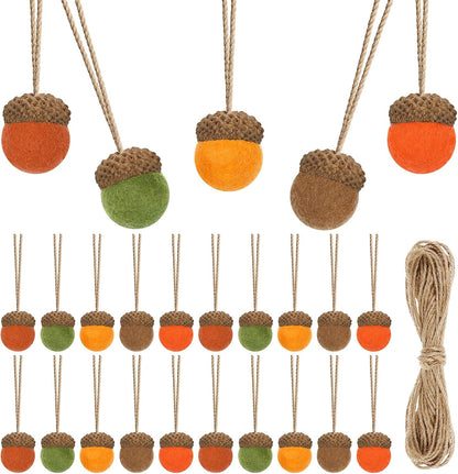 Tatuo 25 Pcs Fall Felt Acorn Ornament Hanging Wool Felted Acorn Garland for Fall Tree Ornament