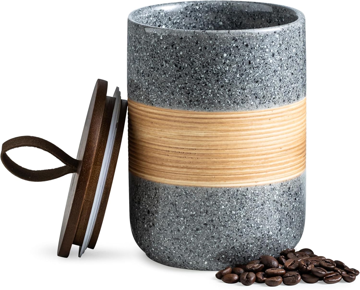 Airtight Coffee Storage Container Jar with Lid, Ceramic Kitchen Food Storage Jars for Spice Sugar