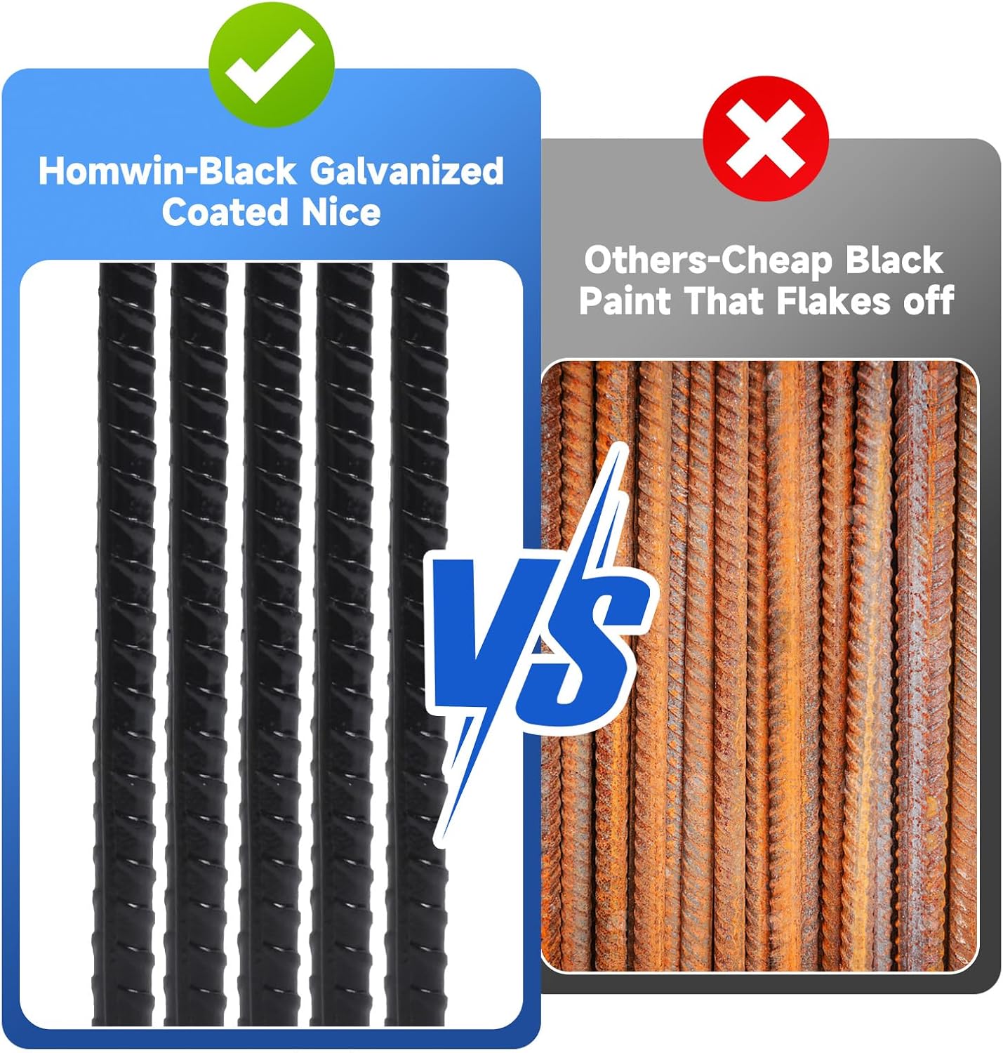 Rebar Stakes 12 inches 34-Pack Ground Stakes Heavy Duty J Hook Tent Stakes for Outdoor Decorations