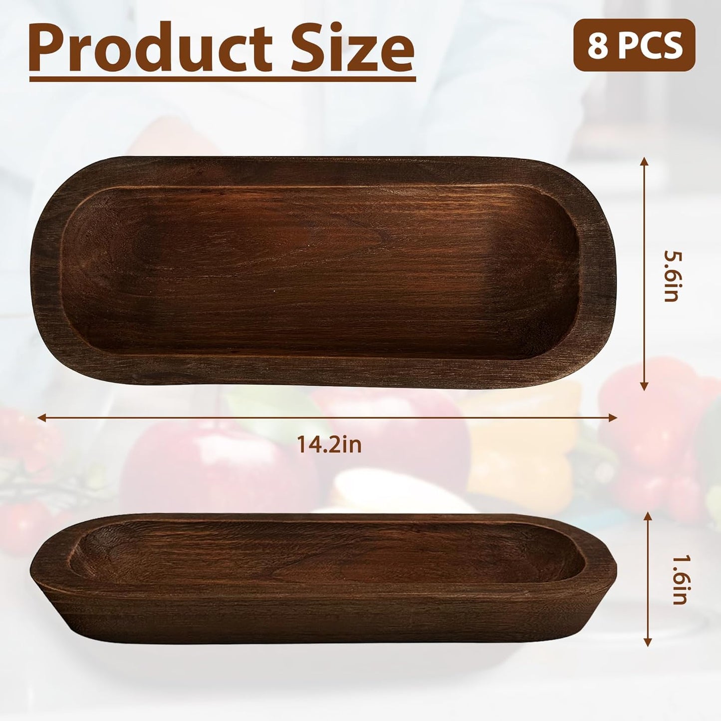 Royxen 8 Pack Dough Bowl for Candle, Wooden Dough Bowls Paulownia, Rustic Bowl Vintage, Bowls for