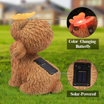 Dog Statues Outdoor Decor, Solar Lights Outdoor Statue Garden Decorations Solar Dog Ornaments for