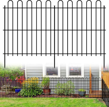 25 Panels Decorative Garden Fence, 50ft X 32in Rustproof Metal Animal Barrier Fence, No Dig Fence