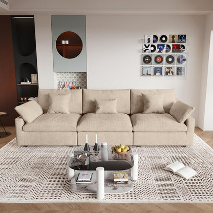 JACH Sectional Couches for Living Room, 3 Seater Cloud Sectional Couch with Deep Seat, Down Filled