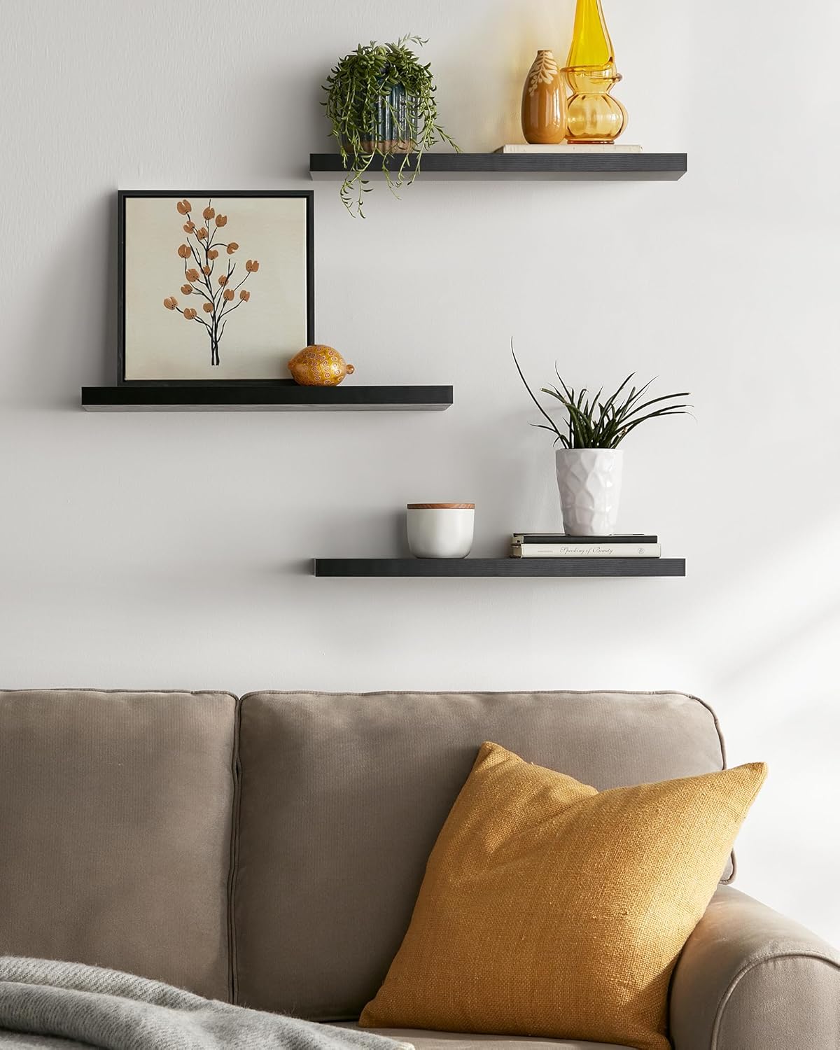 BAYKA Floating Shelves for Wall, 22.5 inches Wall Mounted Rustic Wood Shelves for Bathroom