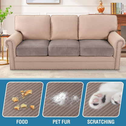 H.VERSAILTEX Velvet Stretch Couch Cushion Cover Plush Cushion Slipcover for Chair Loveseat Sofa