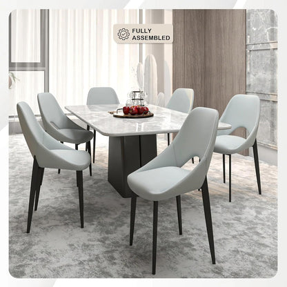 LeisureMod Amalfi Upholstered Fabric Dining Chair – Modern Side Chair with Iron Legs, Mid-Century
