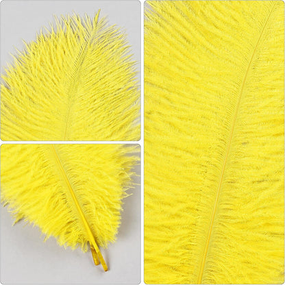 THARAHT Yellow Ostrich Feathers 12pcs Natural Bulk 8-10Inch 20cm-25cm for Crafts Wedding Party