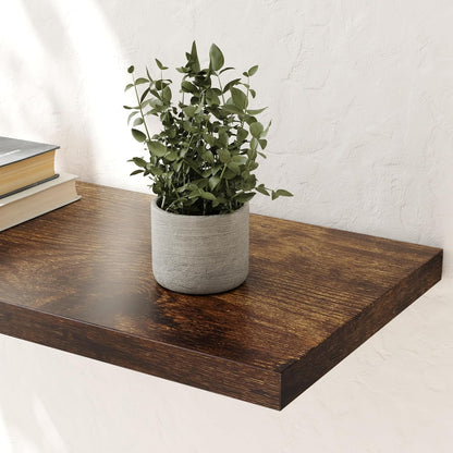 Wall Shelf Set of 2, Rustic Brown Floating Shelves 30 in W x 10 in D x 1 in H, Wooden Floating Wall