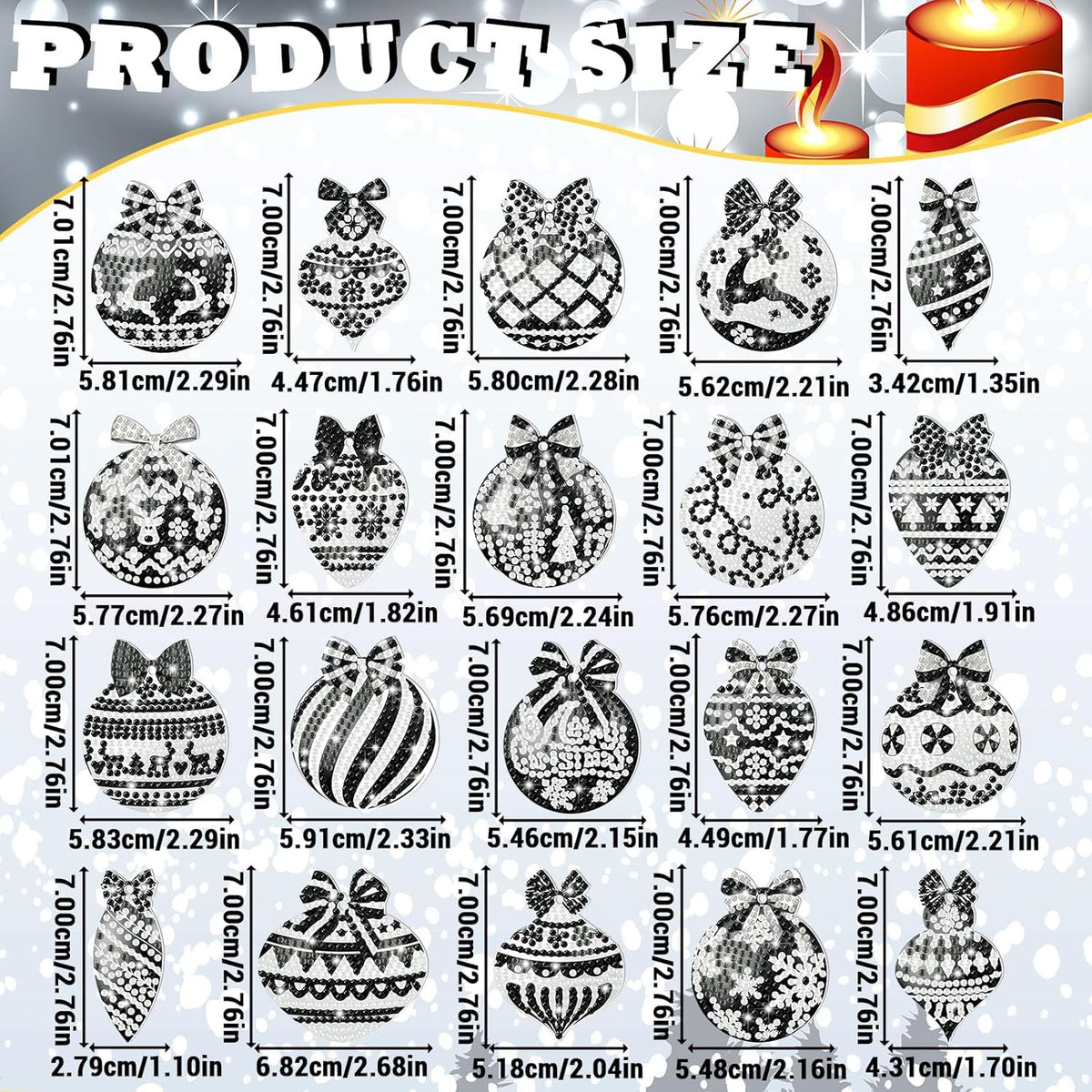 Tondiamo 20 Pcs Christmas Diamond Painting Keychain Kits 5D DIY Diamond Art Pendants Double Sided