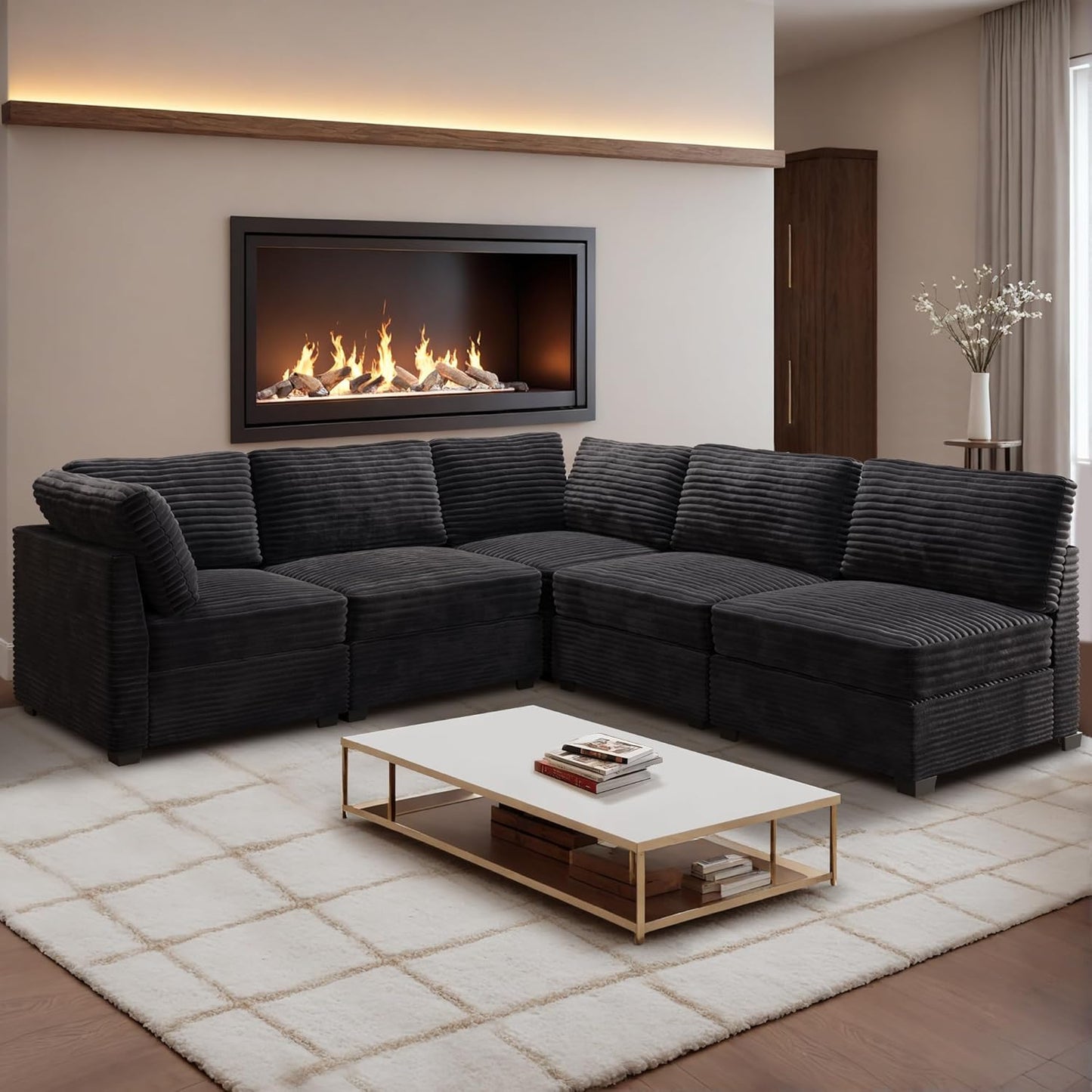 HOOOWOOO Modular Sectional Sofa,5 Pieces Sectional Couches for Living Room,98X98 L Shaped Cloud