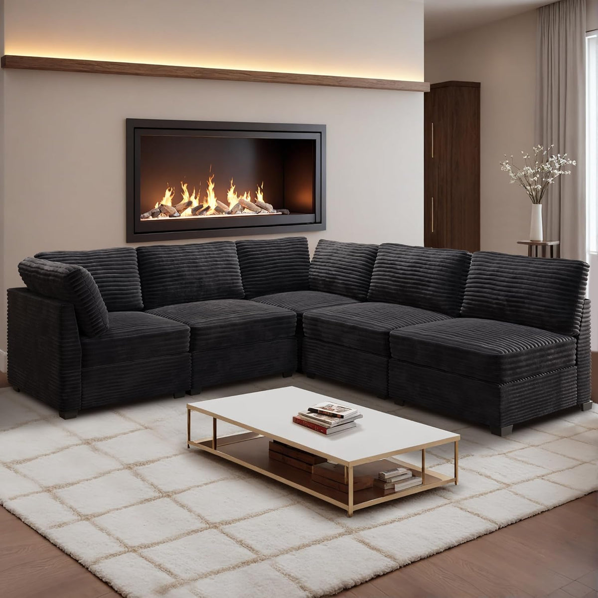HOOOWOOO Modular Sectional Sofa,5 Pieces Sectional Couches for Living Room,98X98 L Shaped Cloud