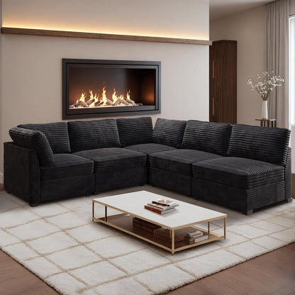 HOOOWOOO Modular Sectional Sofa,5 Pieces Sectional Couches for Living Room,98X98 L Shaped Cloud