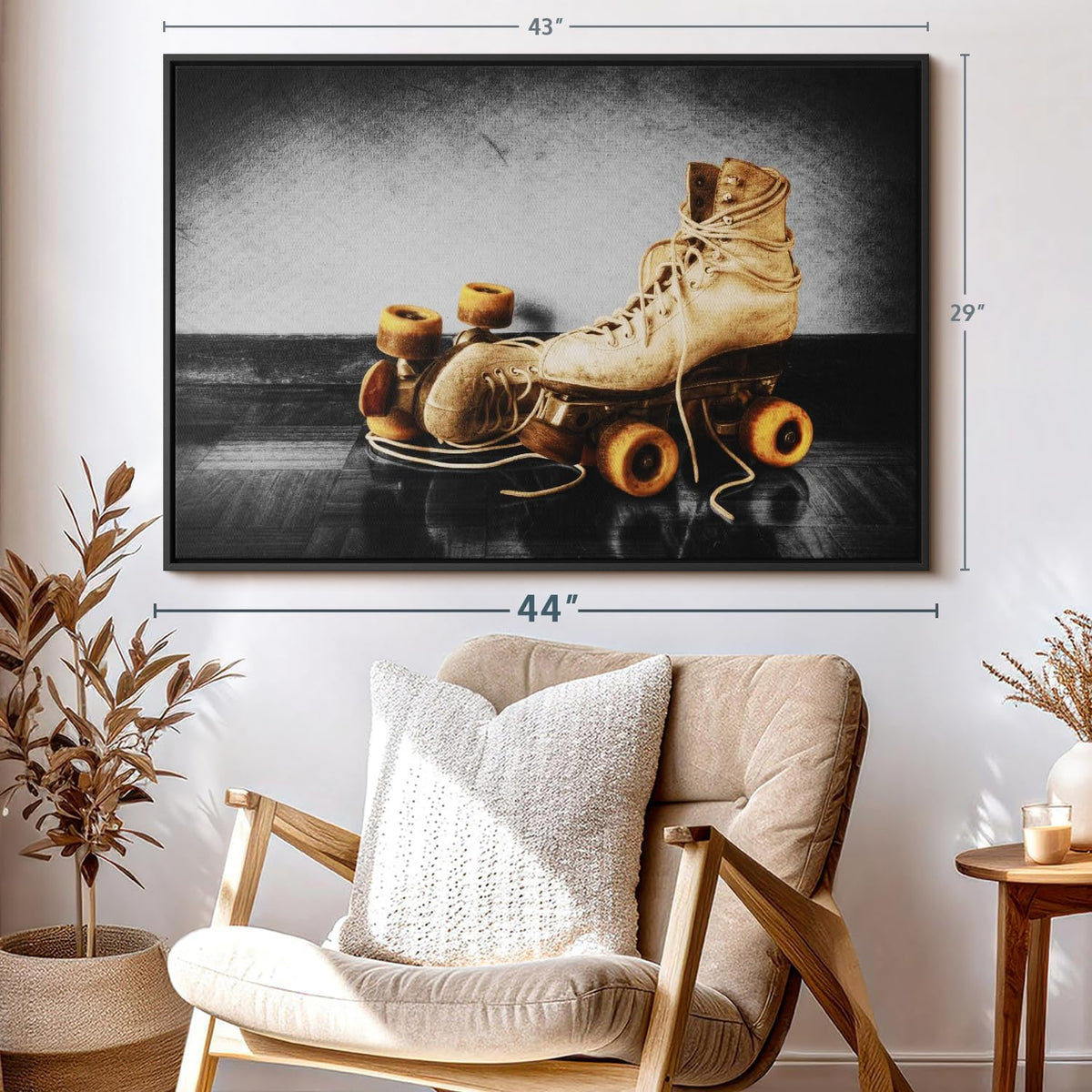 ElephantStock Vintage Skates Pop Wall Art - Horizontal Framed Canvas - 1-Piece Living Room Wall