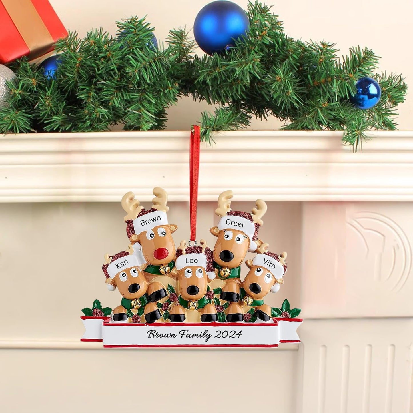 Personalized Christmas Ornaments 2025, Custom Reindeer Family Ornaments for Trees with Names