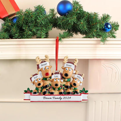 Personalized Christmas Ornaments 2025, Custom Reindeer Family Ornaments for Trees with Names