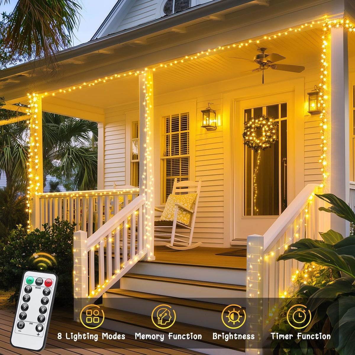 JMEXSUSS 2 Pack Battery Operated String Lights with Remote, Total 66ft 200 LED Battery Christmas