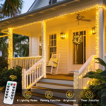 JMEXSUSS 2 Pack Battery Operated String Lights with Remote, Total 66ft 200 LED Battery Christmas