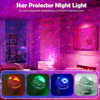 XQBX Dinosaur Egg Galaxy Projector an Aurora Projector with Bluetooth Speaker and White Noise Sound