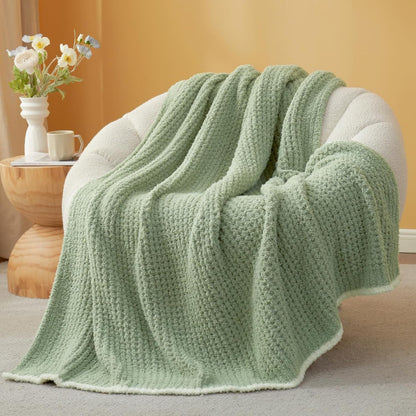 Snuggle Sac Ultra Soft Waffle Throw Blanket for Couch Bed Sofa 50x60 inches, Reversible Sage Green