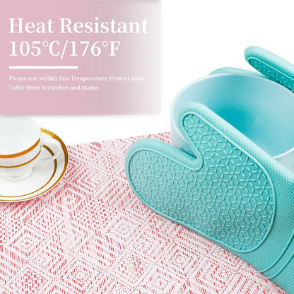 Vinyl Plastic Placemats Set of 6 Washable Heat Resistant Non-Slip Elegant Indoor Outdoor Kitchen