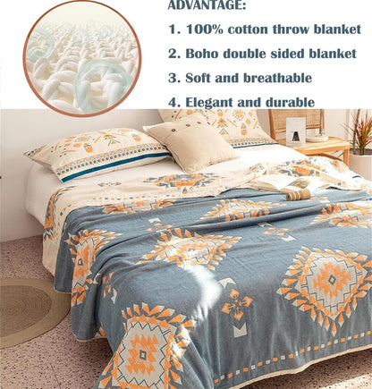 Spring Blankets Cotton Throw Blanket 60''x 80'' Muslin Blanket for Couch Bed Chair,Cozy Soft Bed