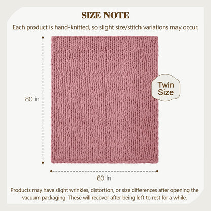 Carriediosa Chunky Knit Throw Blanket 60" X 80" Twin, 100% Hand Made Large Chenille Loop Yarn Soft
