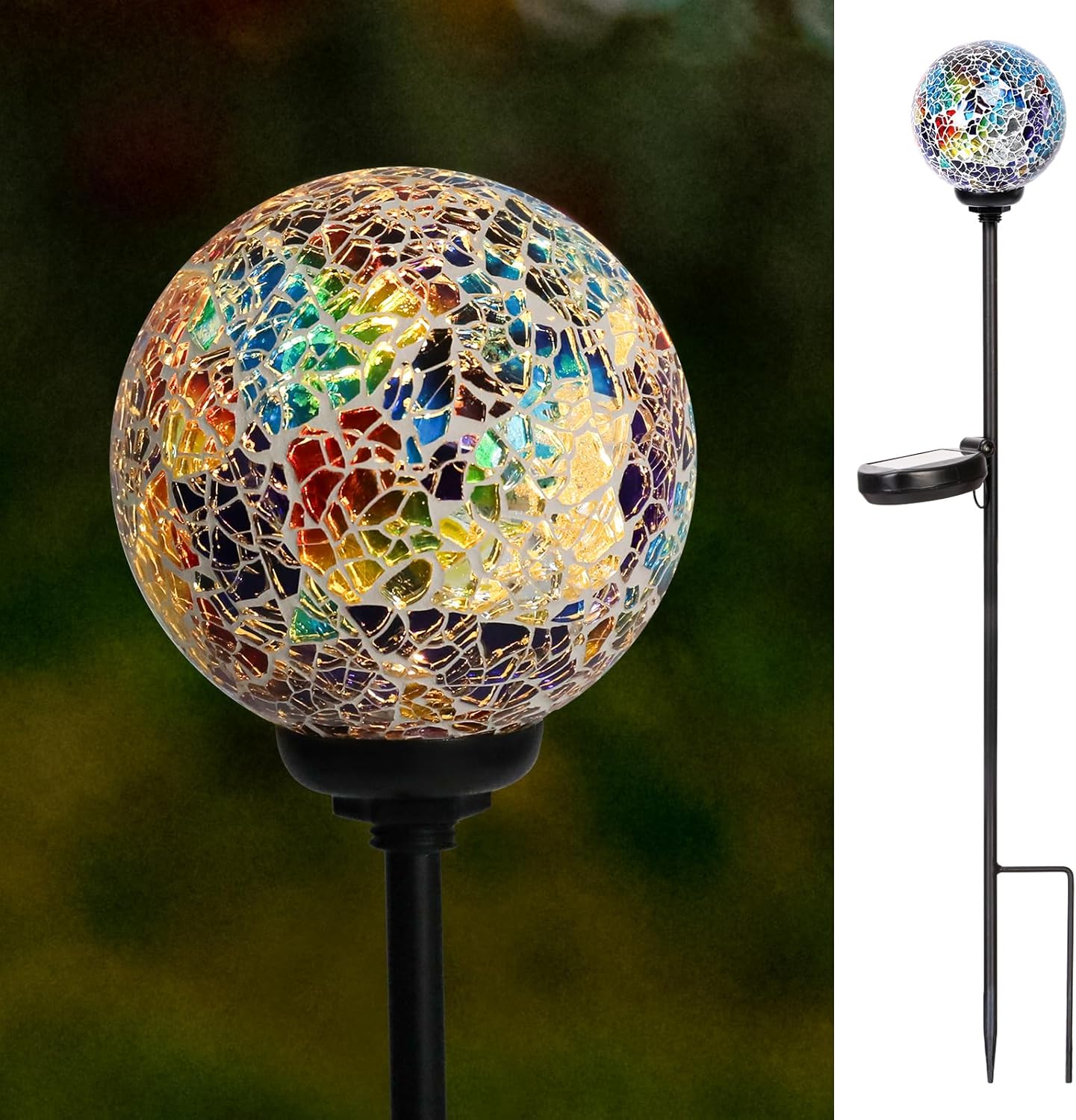 VCUTEKA Solar Path Lights Outdoor Decorative - Mosaic Solar Garden Stakes Light Waterproof LED