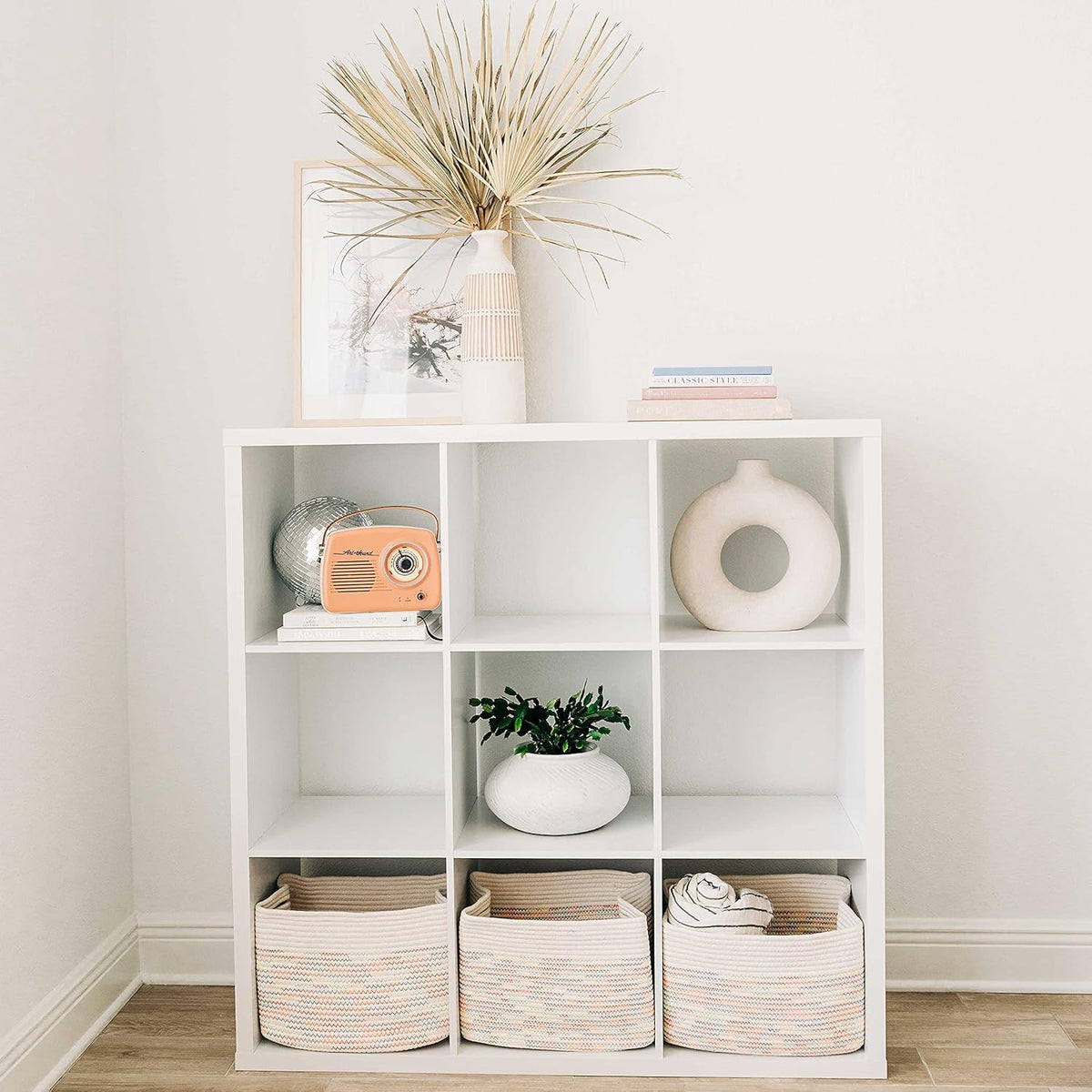 OrganiHaus Set of 3 Woven Storage Baskets for Organizing, Cotton Rope Organizer Bins for Shelves
