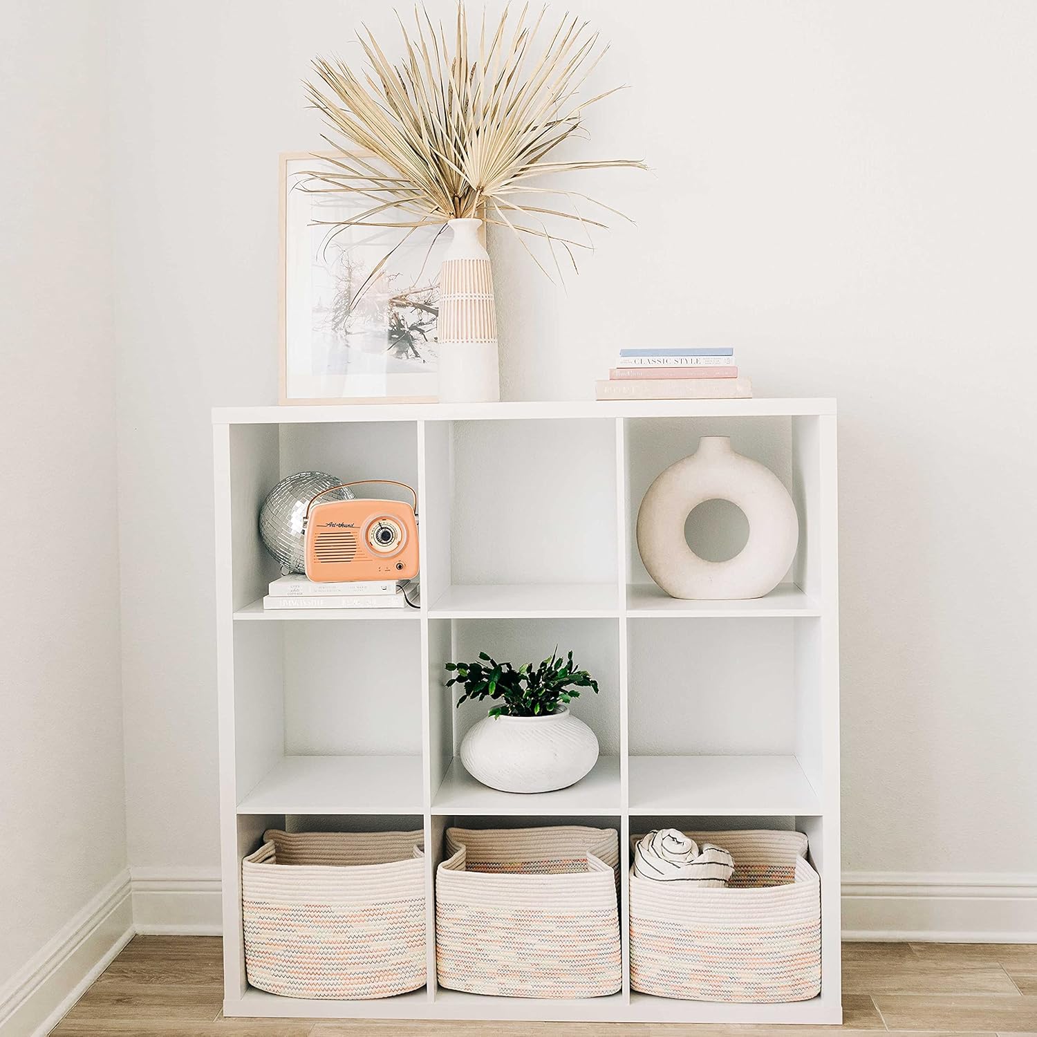 OrganiHaus Set of 3 Woven Storage Baskets for Organizing, Cotton Rope Organizer Bins for Shelves