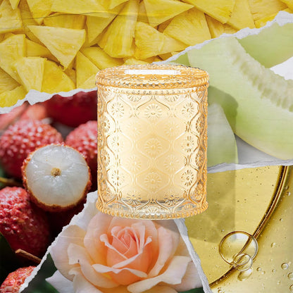LA JOLIE MUSE Tahitian Lychee Candle - Lychee, Melon, Pineapple | 6 oz Natural Soy Wax | 40 Hours