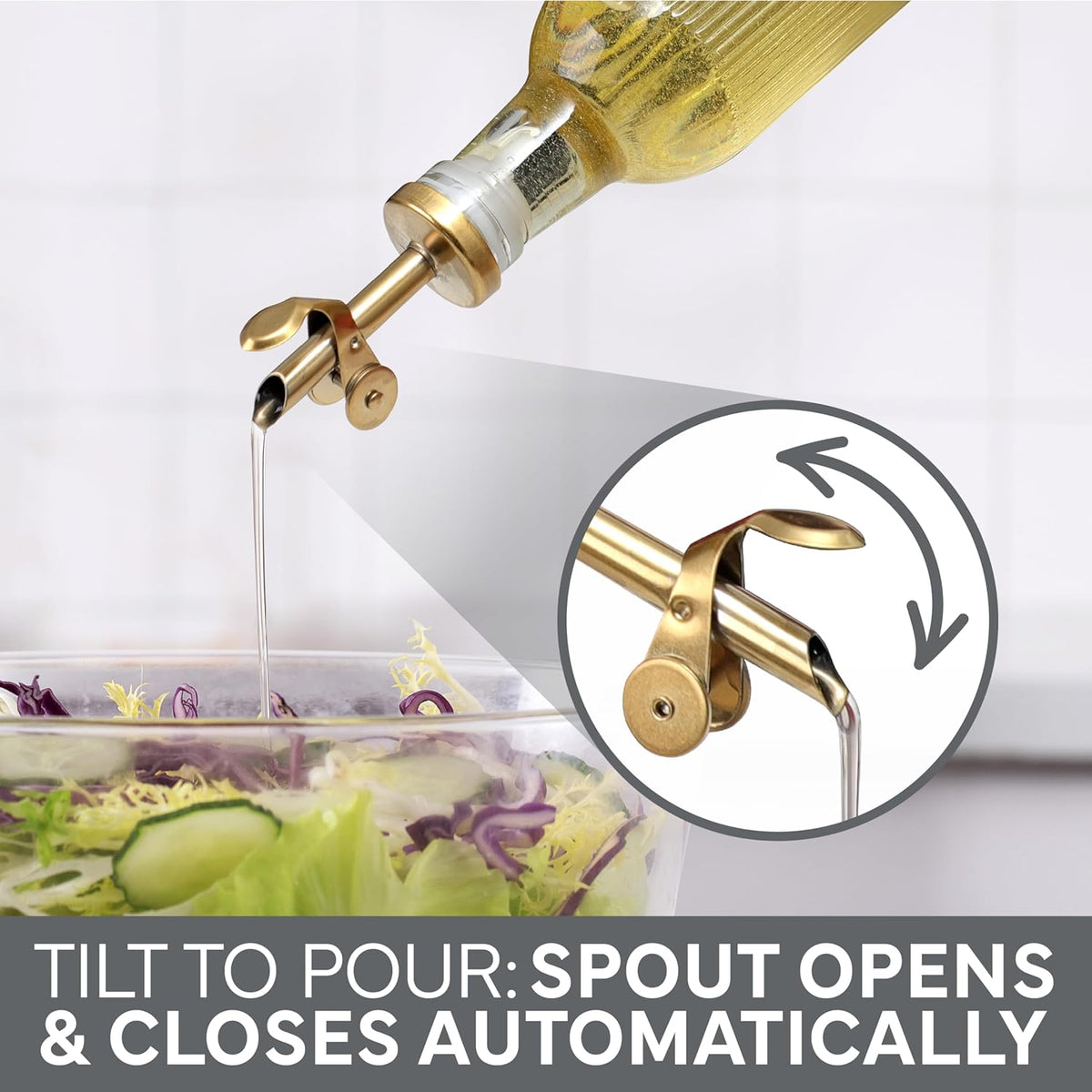 COOK WITH COLOR Glass Olive Oil Dispenser Bottle - 2 Pack, 17 oz Cruet - Elegant Carafe Decanter