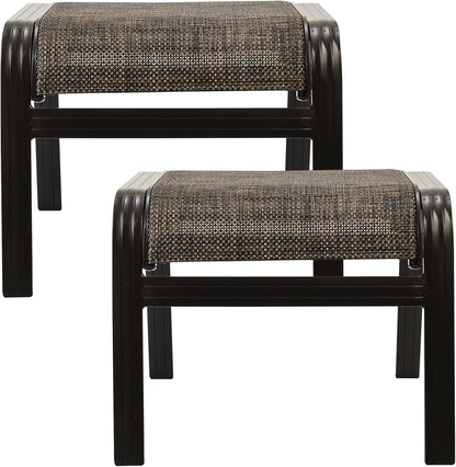 Outdoor Patio Foot Rest Ottoman Seat Textilene Portable Metal Footstool Portable Patio Chairs 2 Set