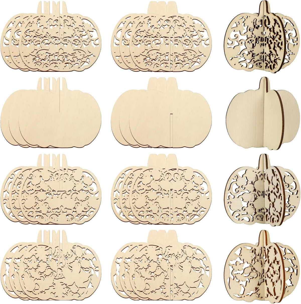 COCHIE DIY 3D Fall Pumpkin Wood Crafts to Paint for Kids Adults, Paintable Unfinished Wooden Slices